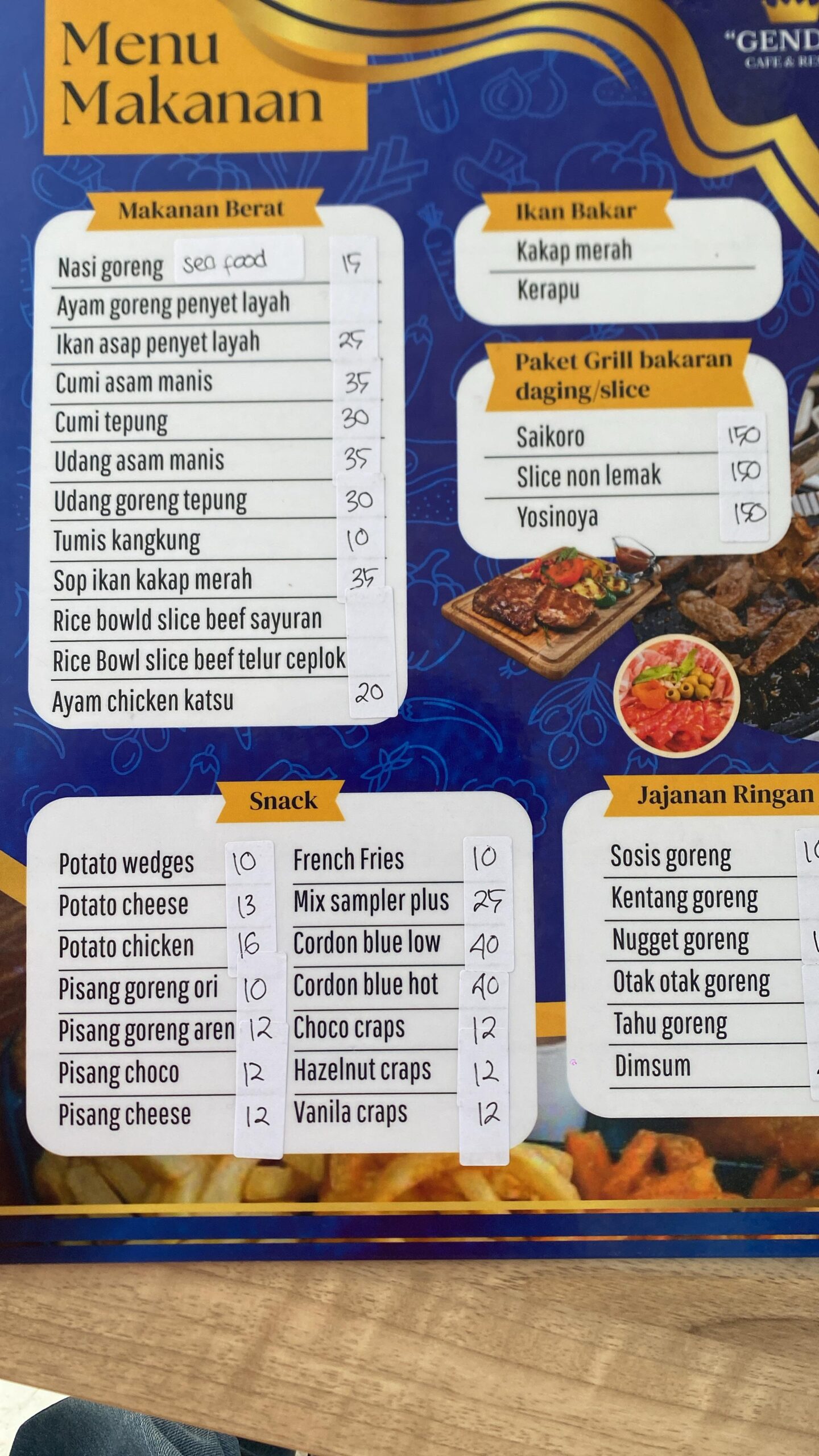 Menu Makanan Gendis Cafe & Resto